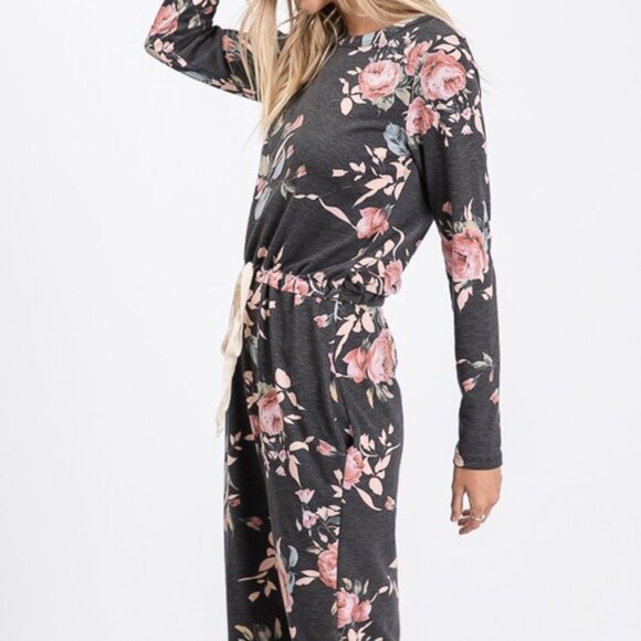 Grey Floral Midi Dress - Picture 4 of 4